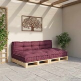 vidaXL Pallet Sofa Kussen 2 st Stof Bordeaux 120 x 80 x 38 cm