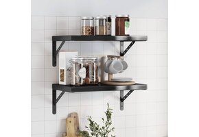 vidaXL Wandschappen 2 stuks 50x30 cm Roestvrijstaal Zwart - 33% Korting