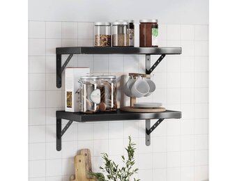 vidaXL Wandschappen 2 st 50x30 cm roestvrijstaal zwart