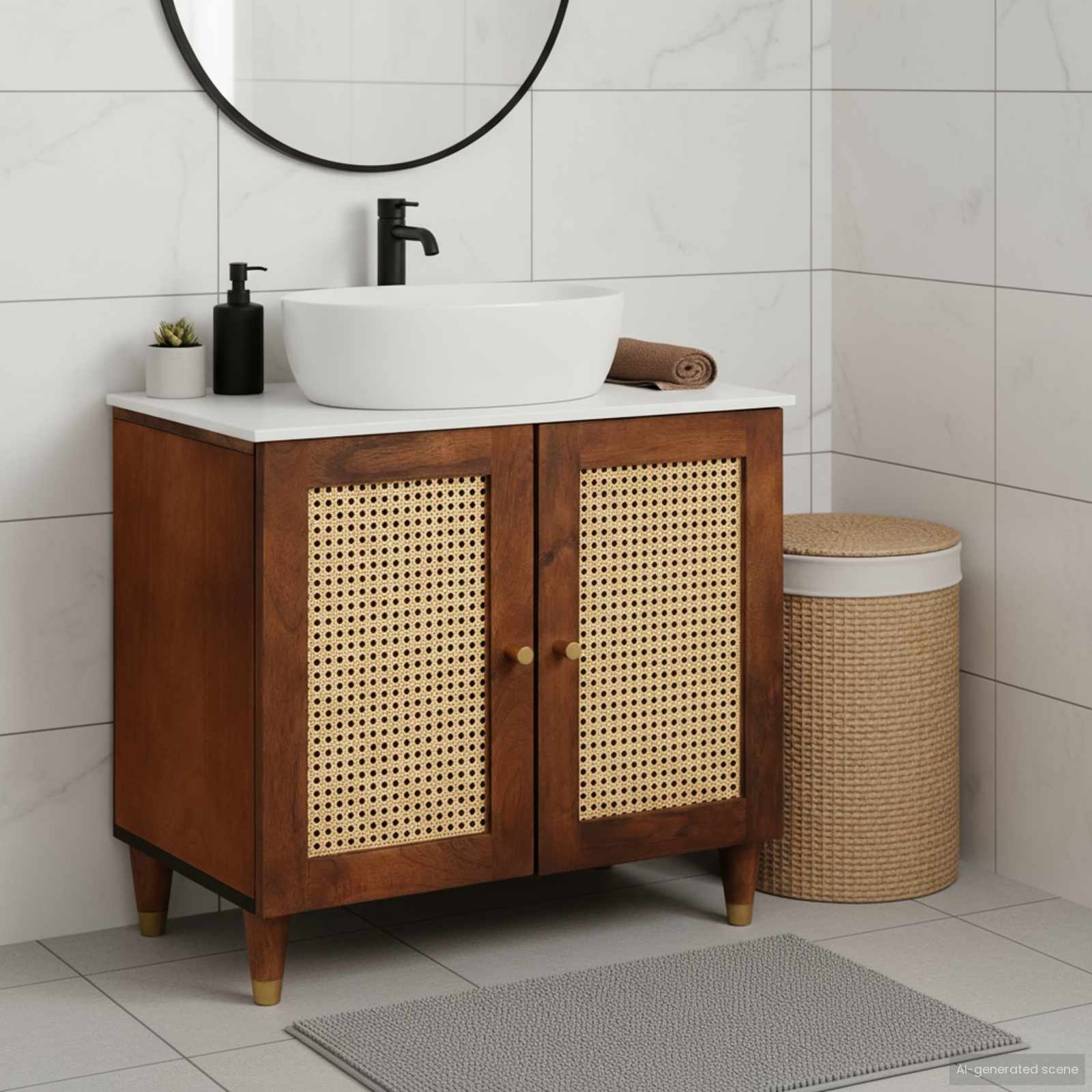 vidaXL Wastafelkast Bruin 62 x 33 x 58 cm Bewerkt hout