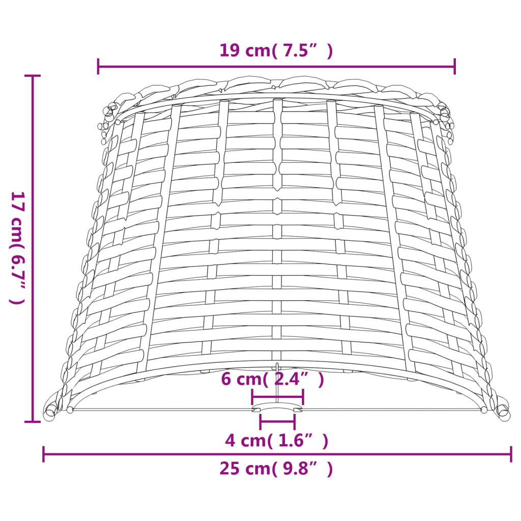 vidaXL Lampenkap Ø25x17 cm wicker wit