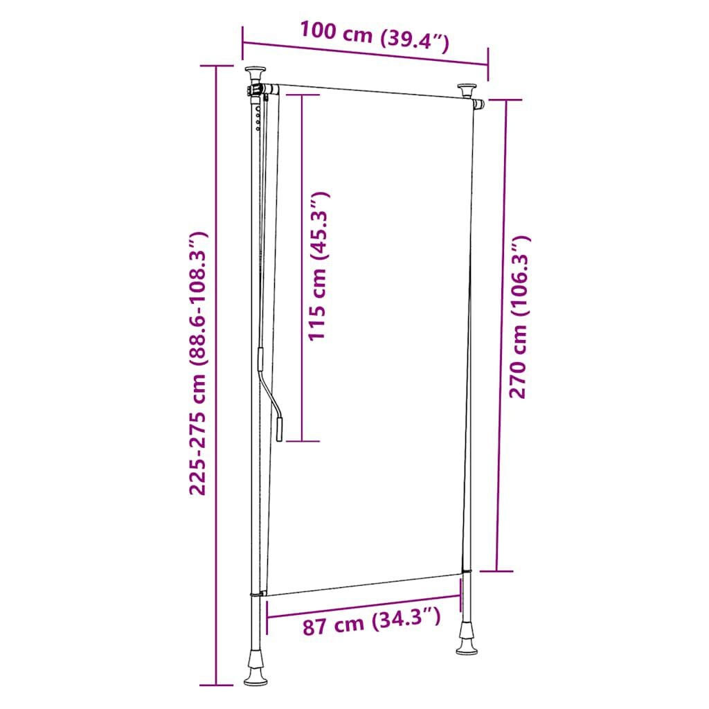 vidaXL Rolgordijn voor buiten 100x270 cm crème