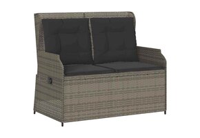 vidaXL Verstelbare Tuinbank met Kussens - Poly Rattan Grijs (34% Korting!)