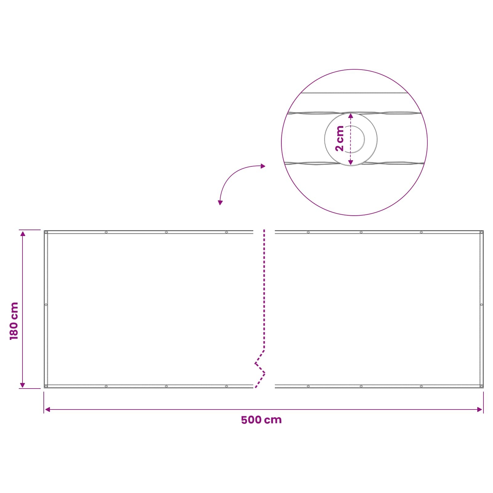 vidaXL Balkon Privacy Scherm 180 x 500 cm Polyester Crèmekleurig