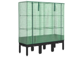 Verhoogde plantenbak met kas 120x40x140 cm Rattanlook - 34% Korting