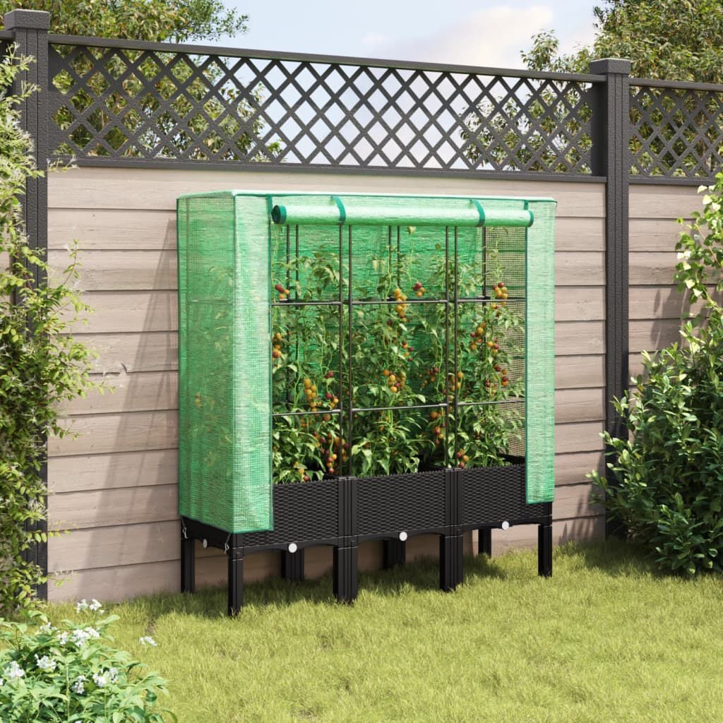 vidaXL Plantenbak verhoogd met kashoes 120x40x140 cm rattanlook