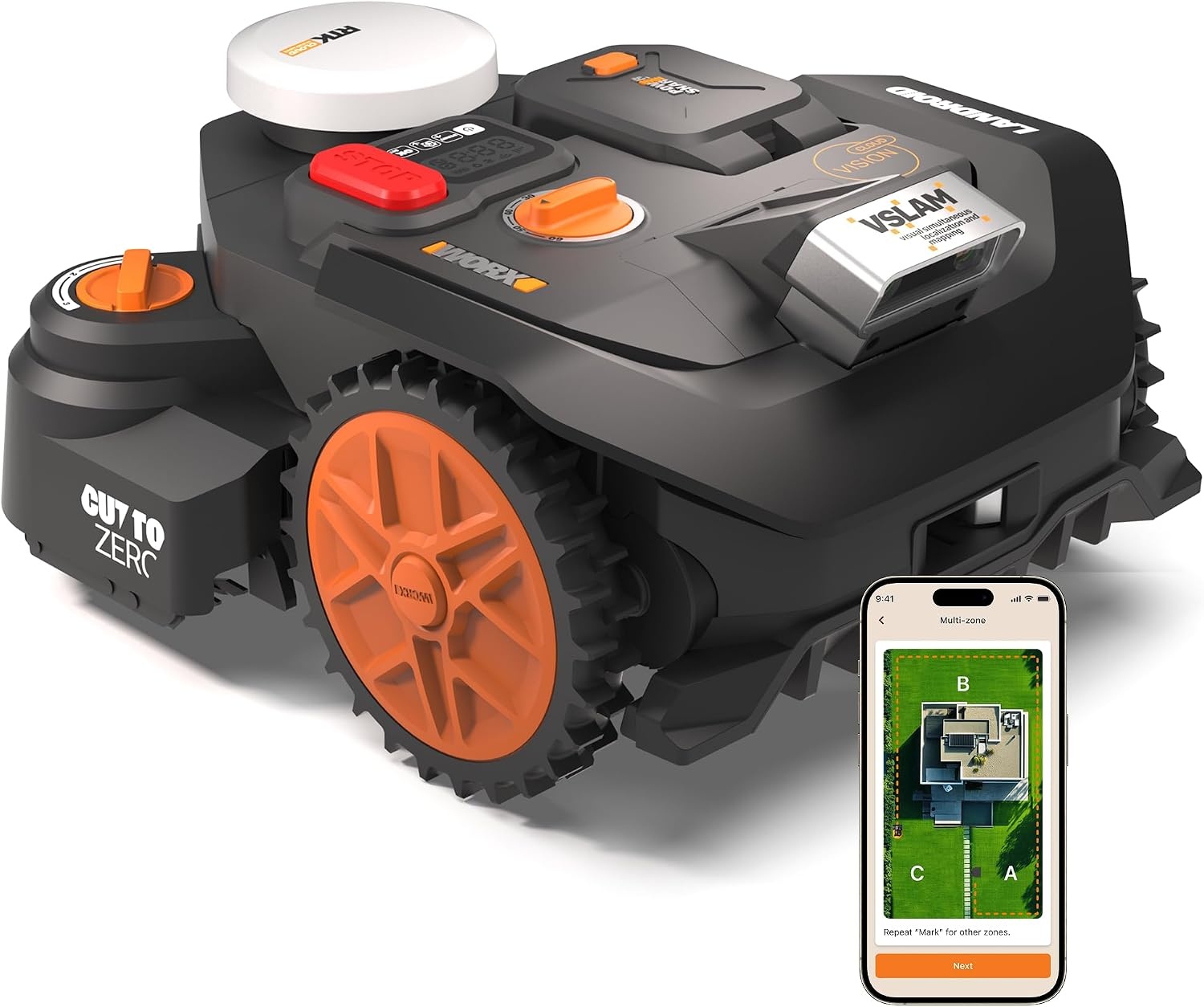 Worx Landroid Vision Cloud WR306E 2WD Robotmaaier voor 600m² - Zwart