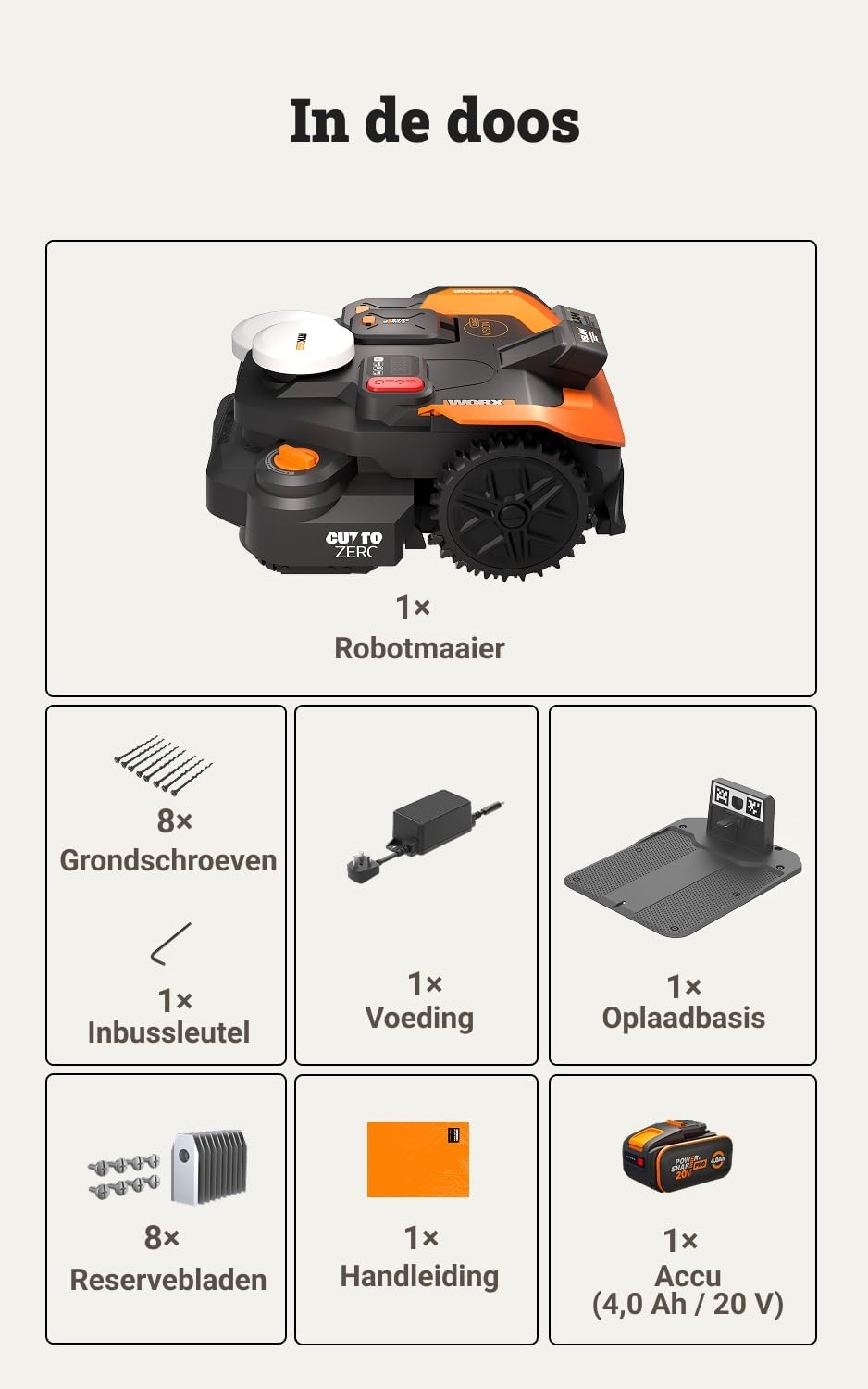 Worx Landroid Vision Cloud WR306E 2WD Robotmaaier voor 600m² - Zwart