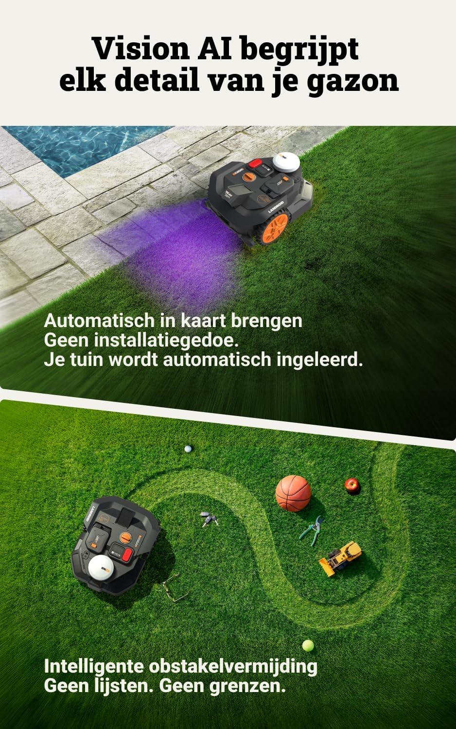 WORX Landroid Vision Cloud WR304E Robotmaaier - Zwart - Geschikt voor 400 m²