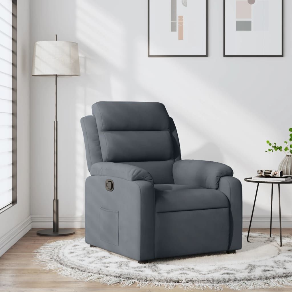 Verstelbare Fluwele Fauteuil Donkergrijs - 35% Korting