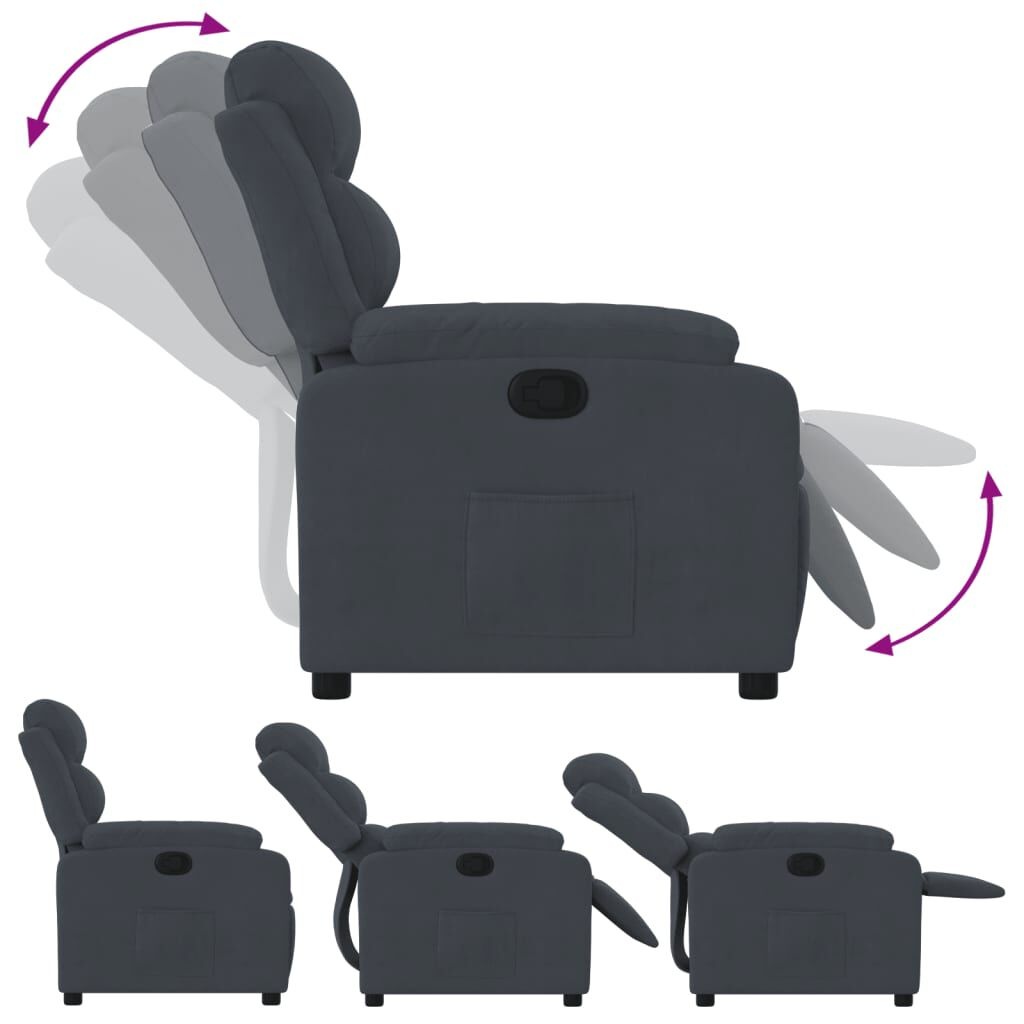 Verstelbare Fluwele Fauteuil Donkergrijs - 35% Korting