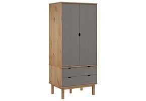 vidaXL Kledingkast OTTA Grenenhout 76,5x53x172 cm - Bruin/Grijs (55% Korting)