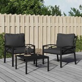 vidaXL Tuinstoel met Kussens - Staal - Zwart/Grijs - 34% Korting