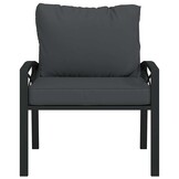 vidaXL Tuinstoel met Kussens - Staal - Zwart/Grijs - 34% Korting