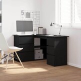 vidaXL Bureau met lade Zwart Eiken 145 x 100 x 76 cm Bewerkt hout