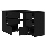 vidaXL Bureau met lade Zwart Eiken 145 x 100 x 76 cm Bewerkt hout