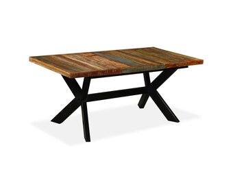 vidaXL Eettafel 180 cm massief gerecycled hout en stalen kruis