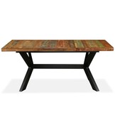 vidaXL Eettafel 180 cm massief gerecycled hout en stalen kruis