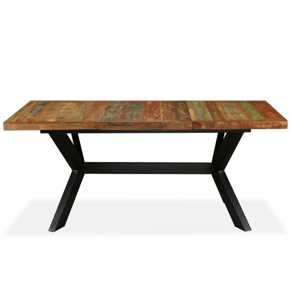 vidaXL Eettafel 180 cm massief gerecycled hout en stalen kruis