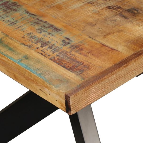 vidaXL Eettafel 180 cm massief gerecycled hout en stalen kruis