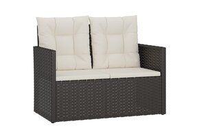 Tuinbank met Kussens - Poly Rattan Zwart - 34% Korting