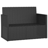 Tuinbank met Kussens - Poly Rattan Zwart - 34% Korting