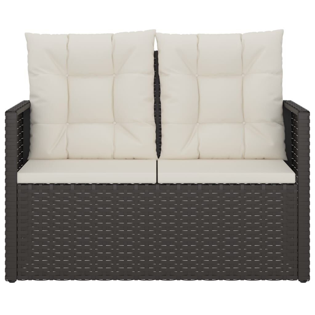 Tuinbank met Kussens - Poly Rattan Zwart - 34% Korting