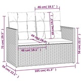 Tuinbank met Kussens - Poly Rattan Zwart - 34% Korting
