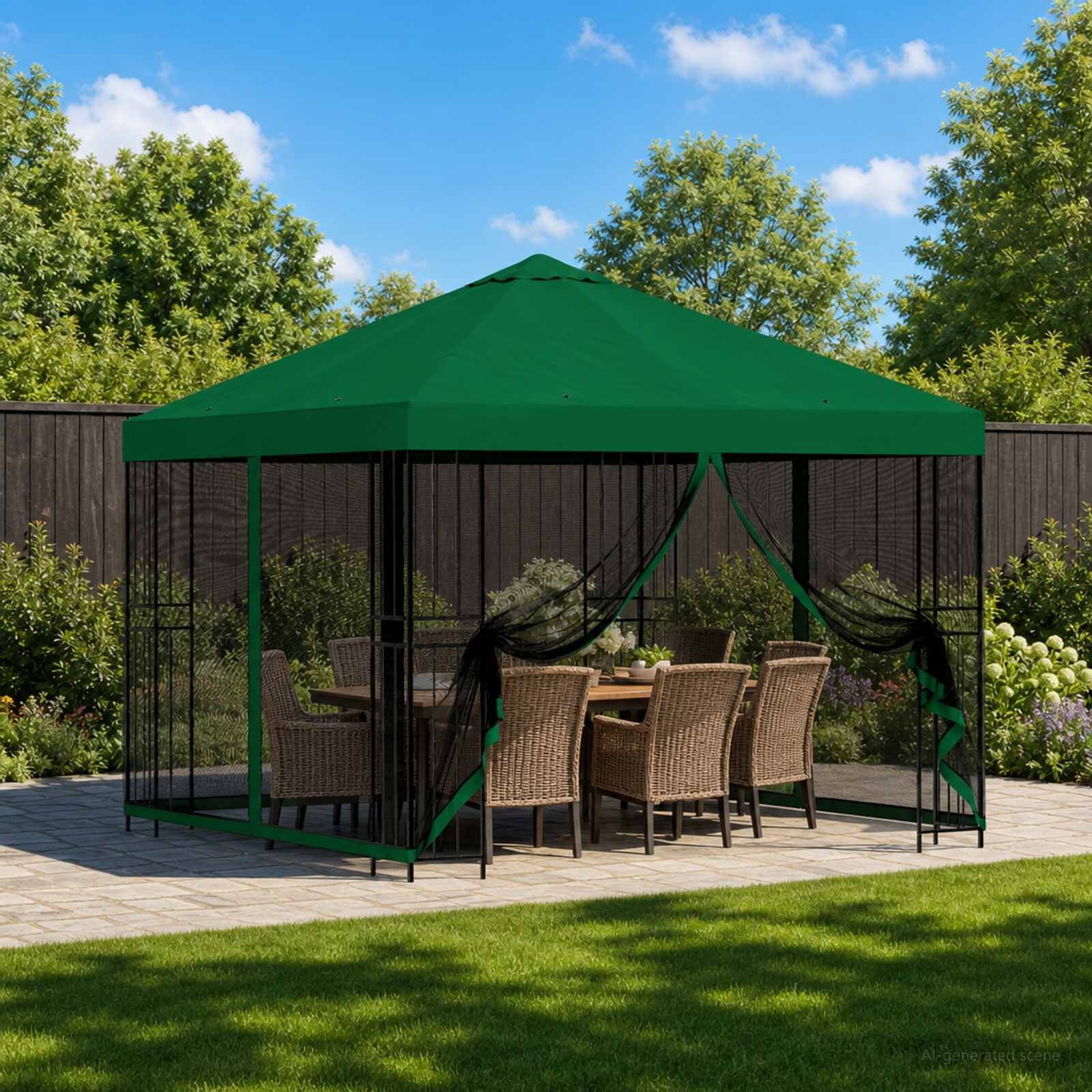 Groene Gazebo 3x3m met Zijwanden - 54% Korting!