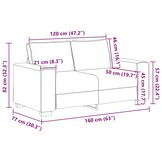 vidaXL 2-zitsbank 120 cm stof lichtgrijs