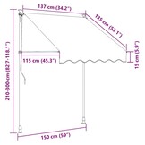 Uitschuifbare Luifel Crème 150 cm met LED - 34% Korting
