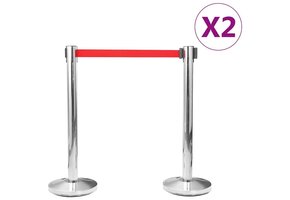 4x RVS Afzetpaal met Band - Zilver, 93cm - 34% Korting