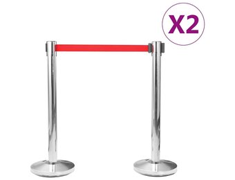 4x RVS Afzetpaal met Band - Zilver, 93cm - 34% Korting