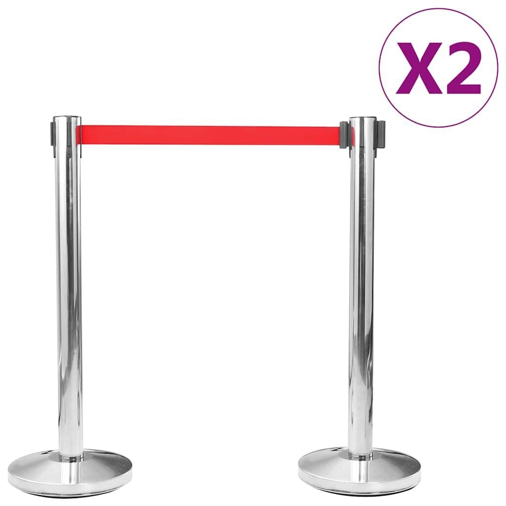 4x RVS Afzetpaal met Band - Zilver, 93cm - 34% Korting