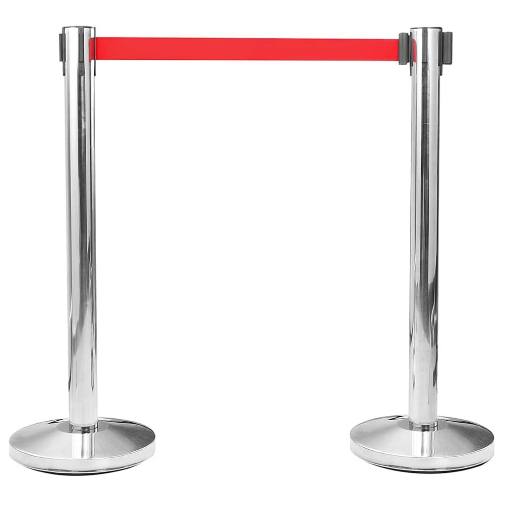 4x RVS Afzetpaal met Band - Zilver, 93cm - 34% Korting