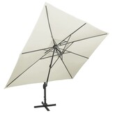Zweefparasol met dubbel dak 400x300 cm zandkleurig - 35% korting