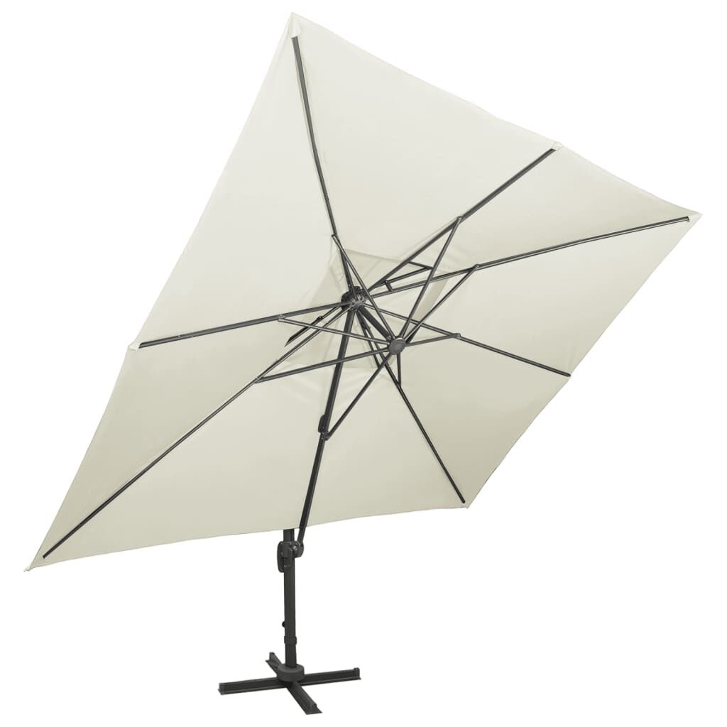 Zweefparasol met dubbel dak 400x300 cm zandkleurig - 35% korting