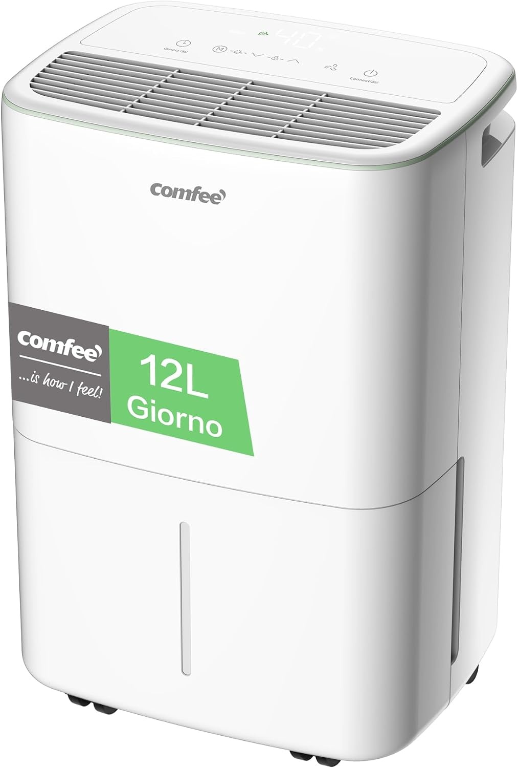 COMFEE' CDDOE-12DEN7-QA3(EU) Luchtontvochtiger voor huis, schimmel, 12 l/24 uur, geschikt tot 20 m², jerrycan van 2,5 l, geluidsarm, draaibare wielen, droogmodus, dubbele drainage, timer - Maat 12L-20㎡(New)