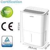 COMFEE' CDDOE-12DEN7-QA3(EU) Luchtontvochtiger voor huis, schimmel, 12 l/24 uur, geschikt tot 20 m², jerrycan van 2,5 l, geluidsarm, draaibare wielen, droogmodus, dubbele drainage, timer - Maat 12L-20㎡(New)