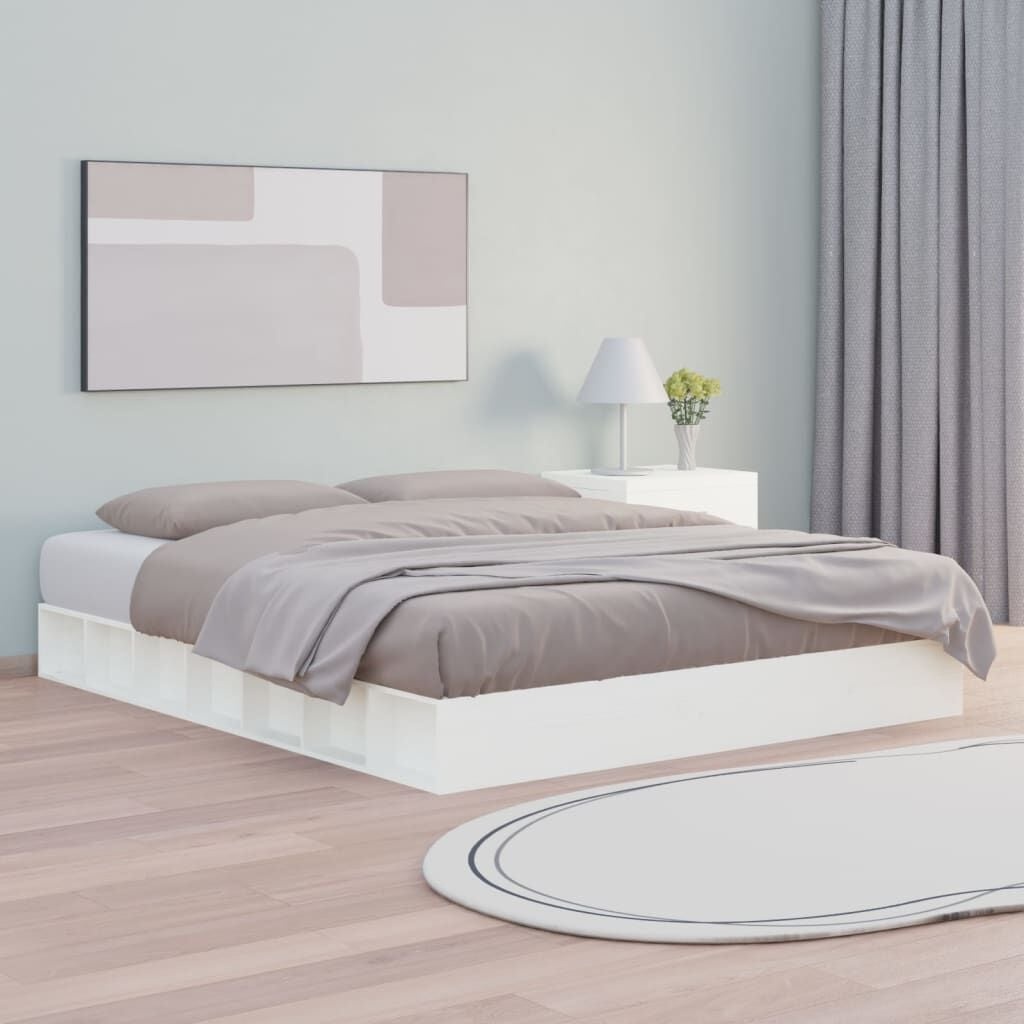vidaXL Bedframe massief hout wit 140x200 cm