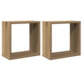 vidaXL Wandschappen kubus 2st 30x15x30cm bewerkt hout artisanaal eiken