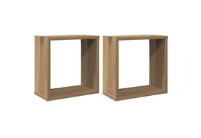 VidaXL Kubus Wandschappen 2 stuks, Artisanaal Eiken (30x15x30cm) - 39% Korting