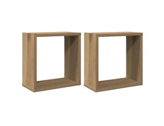 vidaXL Wandschappen kubus 2st 30x15x30cm bewerkt hout artisanaal eiken