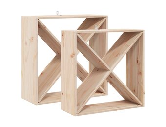vidaXL Wijnrek 2 st Naturel 62 x 25 x 62 cm Massief grenenhout