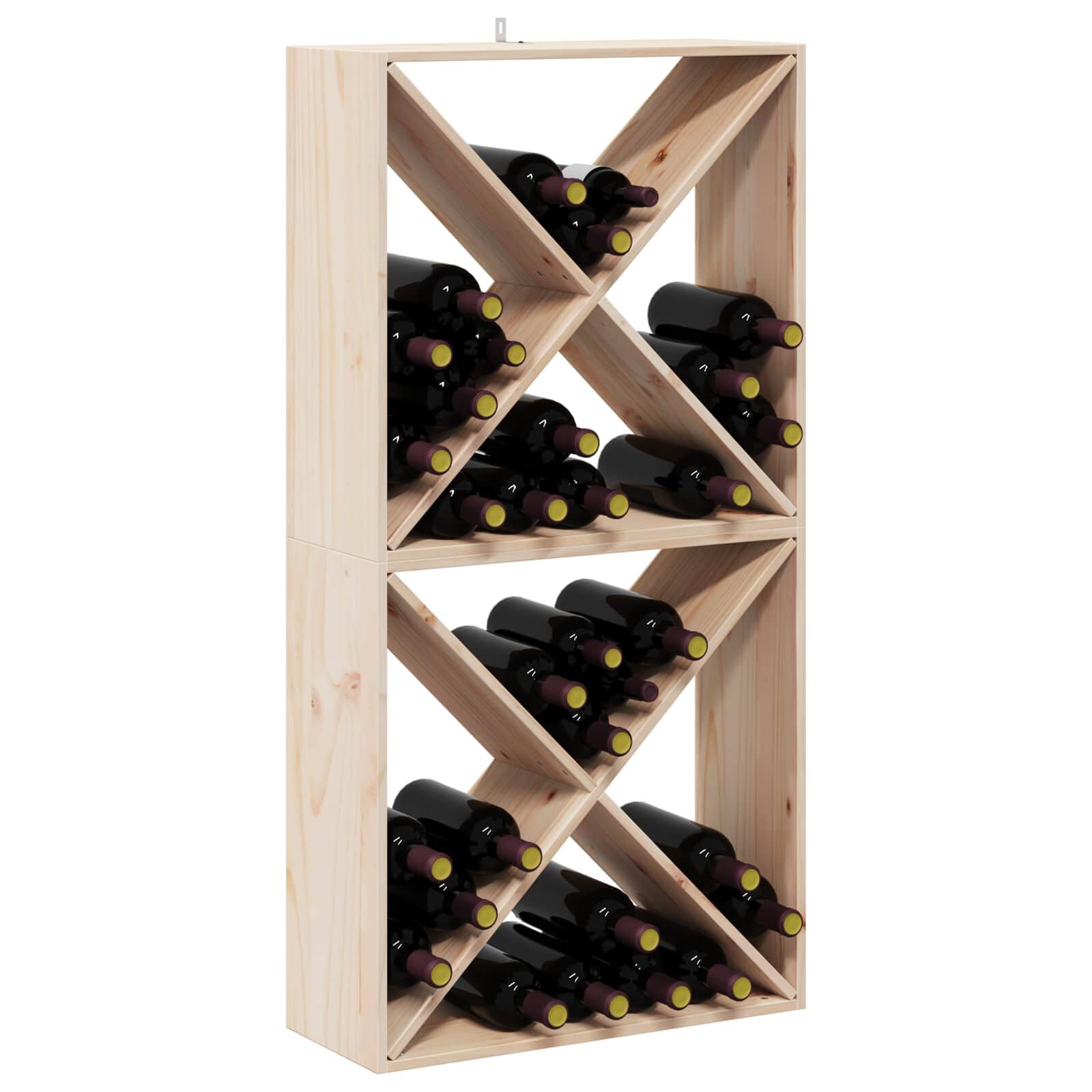 vidaXL Wijnrek 2 st Naturel 62 x 25 x 62 cm Massief grenenhout