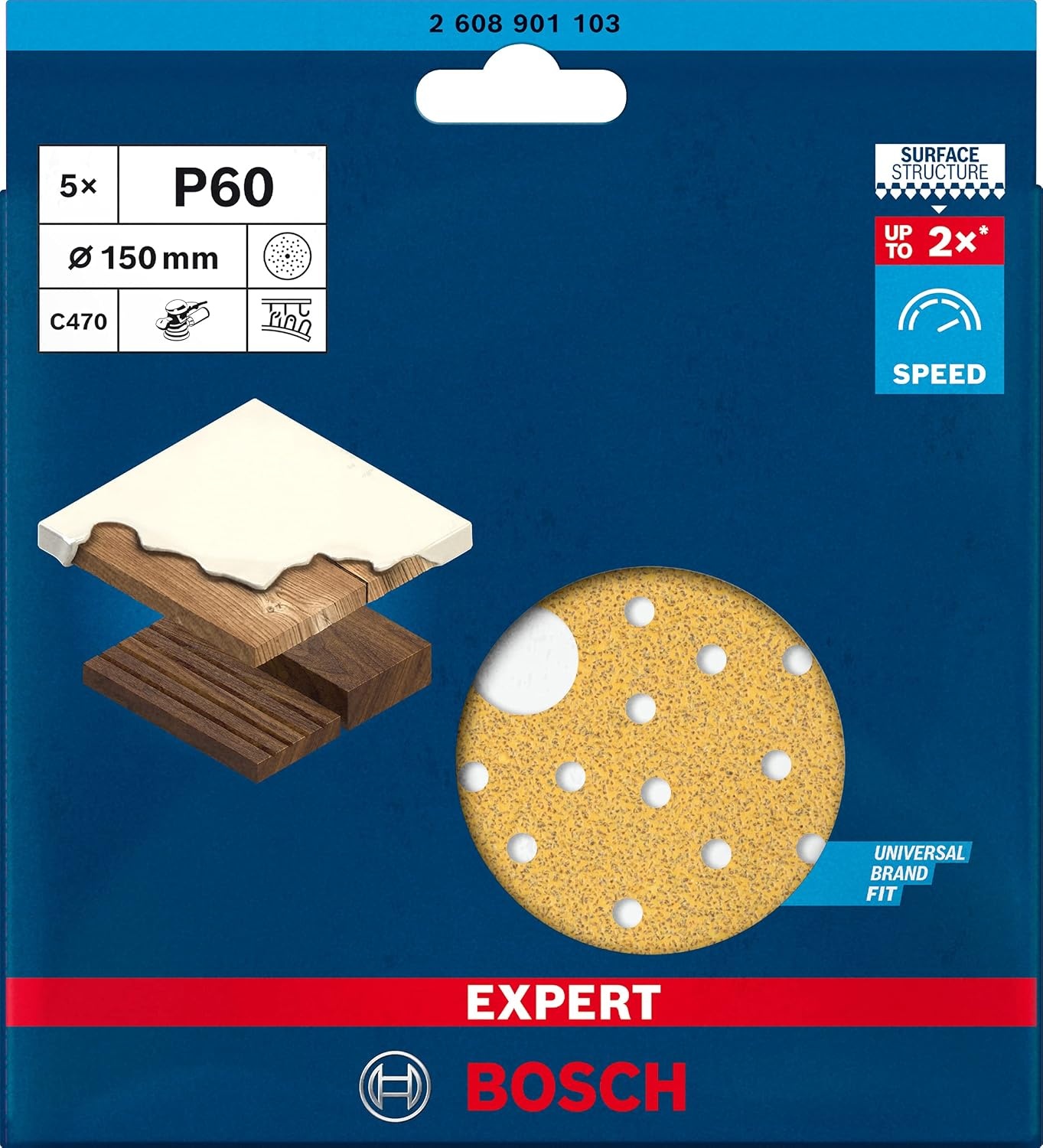 Bosch 5x EXPERT C470 schuurpapier met meerdere gaten