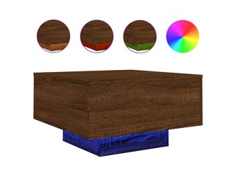 vidaXL Salontafel met LED-verlichting 55x55x31 cm bruin eikenkleur