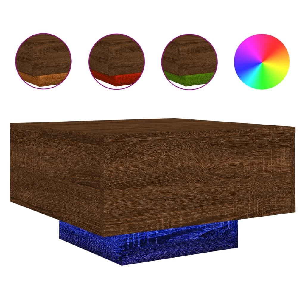 vidaXL Salontafel met LED-verlichting 55x55x31 cm bruin eikenkleur