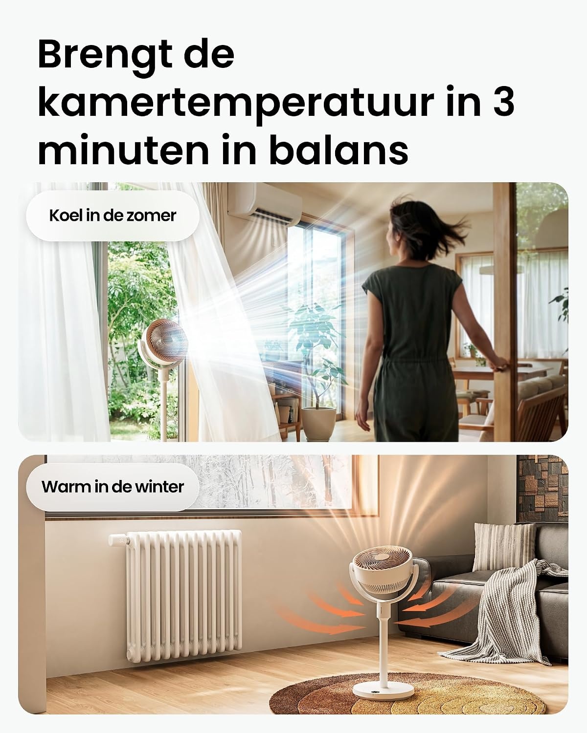SwitchBot Slimme Vloerventilator met RGB-verlichting, Wit, in hoogte verstelbaar