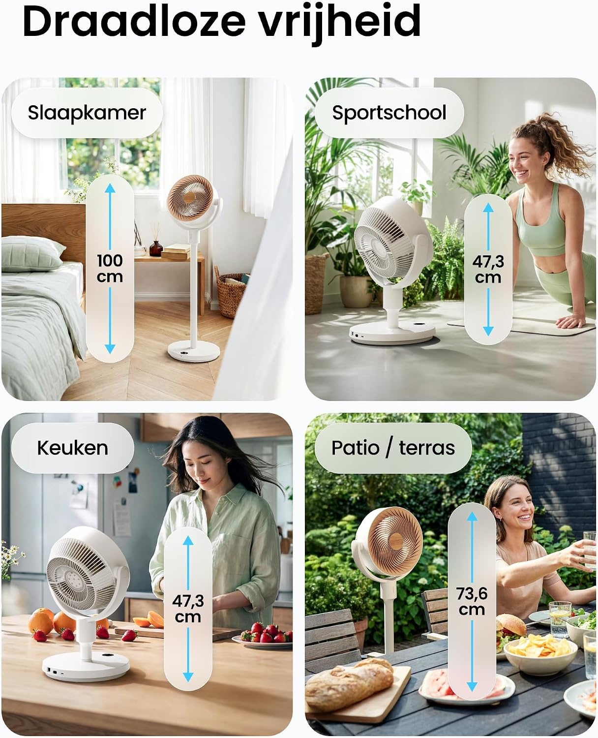 SwitchBot Slimme Vloerventilator met RGB-verlichting, Wit, in hoogte verstelbaar
